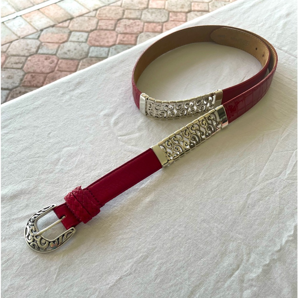Brighton red leather belt